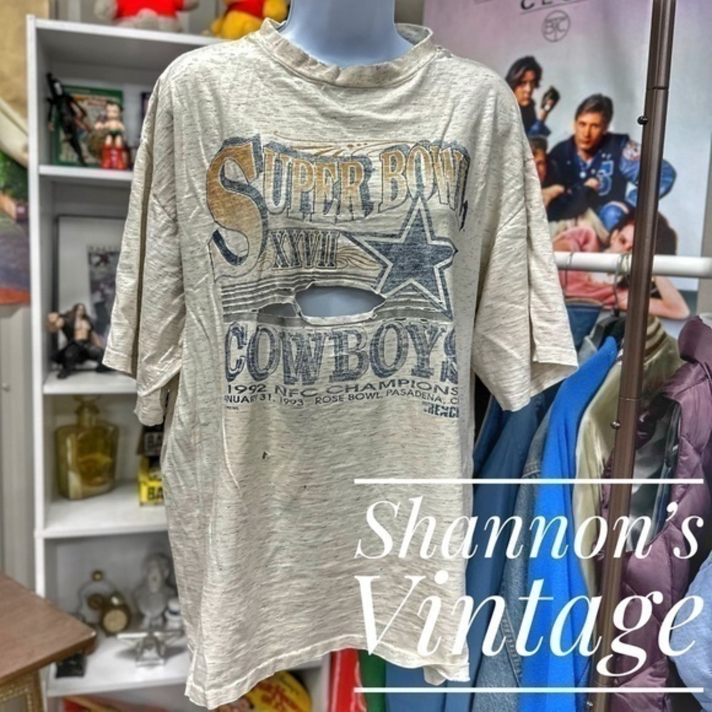 Dallas Cowboys 1992 Super Bowl destroyed VNTG single stitch made in USA sz XL